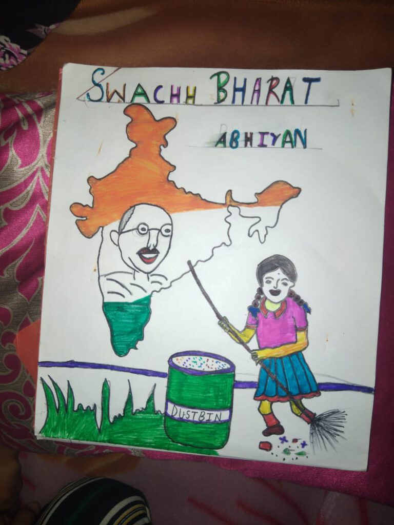 Swachh bharat abhiyan drawing/gandagi mukt mera bharat drawing/gandagi mukt  mera gaon easy painting - YouTube