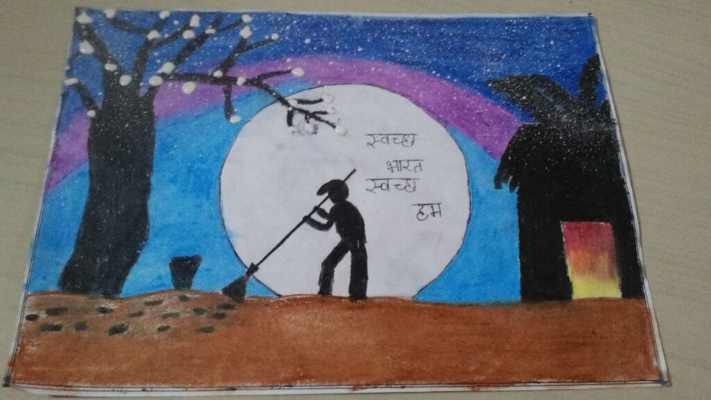 swachh bharat abhiyan drawing oil pastel colour | how to draw clean india  green india - YouTube